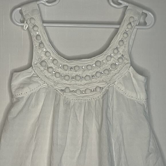 Monsoon White Cotton Sparkle Smocked Summer Top Size 8/9 - Picture 2 of 10
